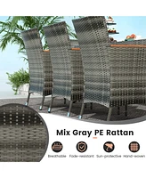 Gouun 10 Pieces Patio Wicker Dining Set with 15 Feet Double-Sided Patio Umbrella