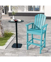 Gouun 30 Inches Counter Height Outdoor Hdpe Bar Stool with Armrests and Footrest