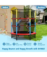 55 Inch Mini Trampoline for Kids with Safety Enclosure Net for Indoor Outdoor
