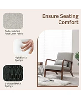 Gouun Modern Accent Chair with Rubber Wood Frame and Lumbar Pillow