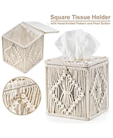 Sorbus Paper Rope Bathroom Baskets & Tissue Holder Set Lined Storage Set for Organizing - Store Washcloths, Hand Towels, Skincare (Beige)