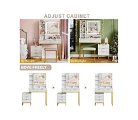 gaomon Makeup Vanity Desk with Mirror and Lights, Vanity Table with 5 Drawers