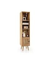 Gouun 4 Tiers Rattan Storage Cabinet with Slim Design