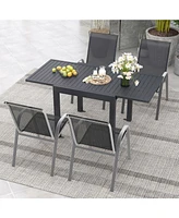 Gouun Outdoor Dining Table Set with Extendable Aluminum Table and 4 Stackable Chairs