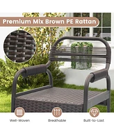 Gouun 5 Piece Rattan Counter Set with 4 Stools and Polywood Bar Table