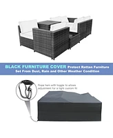 Gouun 8 Piece Wicker Sofa Rattan Dinning Set Patio Furniture with Storage Table