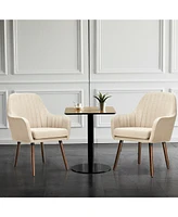 Gouun Set of 2 Fabric Upholstered Accent Chairs with Wooden Legs