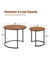 Gouun Set of 2 Modern Round Stacking Nesting Tables for Living Room