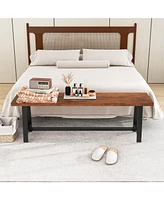 Gouun 60 Inch Dining Bench 3 Person Entryway Shoe Bench with Metal Frame