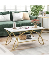 Gouun 2-Tier Table Rectangle for Living Room