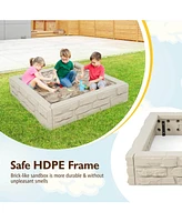 Gouun 2-In-1 Hdpe Kids Sandbox with Cover and Bottom Liner