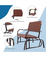 Gouun 2-Seat Porch Glider with Hdpe Back Seat and Steel Frame