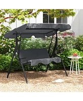 Gouun 3-Seat Outdoor Patio Canopy Swing with Cushioned Steel Frame