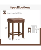 Gouun 24 Inch Upholstered Pu Leather Bar Stools Set of 2