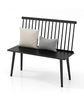 Gouun Entryway Bench for 2 with Spindle Back for Kitchen Dining Room Hallway
