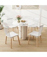 Gouun Set of 4 Windsor Dining Chairs with Spindle Backs and Curved Seats