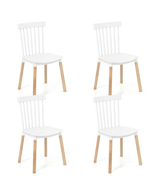 Gouun Set of 4 Windsor Dining Chairs with Spindle Backs and Curved Seats