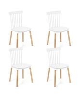 Gouun Set of 4 Windsor Dining Chairs with Spindle Backs and Curved Seats
