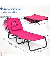 Gouun Beach Chaise Lounge Chair with Face Hole and Removable Pillow