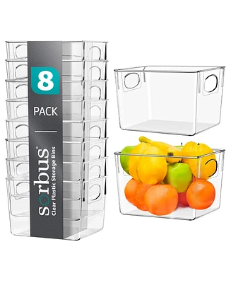 Sorbus 8 Pack Medium Clear Acrylic Storage Bins