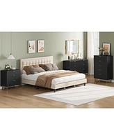 gaomon Modern 6 Drawer Dresser for Bedroom with Gold Handle and Large Drawer, Wood Double Chest of Drawers and Storage Organizer for Living Room