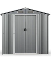 Gouun 6 x 4 Feet Galvanized Steel Storage Shed with Lockable Sliding Doors