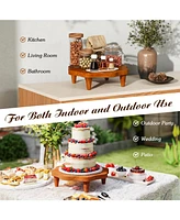 Gouun 16" Teak Wood Pedestal Stand for Aroma and Snacks