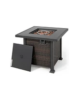 Gouun 32 Inch Square Propane Fire Pit Table with Lava Rocks Cover