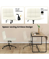 Gouun Height-adjustable Armless Desk Chair with Wheels for Home Office Make Up