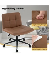 Gouun Height-adjustable Armless Desk Chair with Wheels for Home Office Make Up