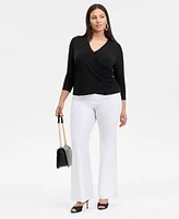 INC Plus Dolman-Sleeve Surplice-Neck Top, Exclusively at Macy's