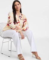 INC Plus Printed Surplice-Neck Blouse, Exclusively at Macy's