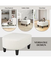 Gouun Modern Upholstered Barrel Teddy Velvet Chair with Ottoman