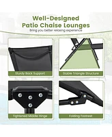 Gouun 2 Piece Patio Folding Chaise Lounge Chairs Recliner with 6-Level Backrest