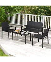 Gouun 4 Pieces Patio Furniture Set with Heavy Duty Galvanized Metal Frame
