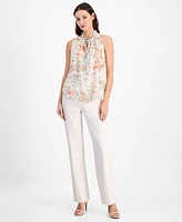 Anne Klein Women's Floral-Print Ruffle-Collar Blouse