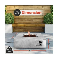 SereneLife 40,000 Btu Square Propane Gas Fire Pit Table with Lava Rocks and Cover