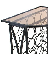 Sorbus Wine Rack Stand Bordeaux Chateau Style with Glass Table - Holds 30 Bottles