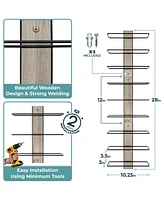 Sorbus Black Metal and Grey Wood Wall Mounted Wine Racks - for Home Bar (Holds 18)