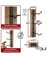 Sorbus Wire & Mahogany Wood Wine Rack and Glass Holder Wall Mounted for Bottles, Wine Glasses, for Home Bar (Holds 12 Bottles, 6 Glasses)