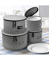 Sorbus 4-Piece Stackable Plate Carrier Set for Dinnerware, Plate Organization and Storage with Felt Plate Protector