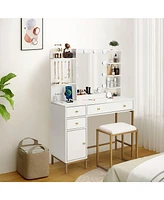gaomon anity Desk with Mirror, Makeup Vanity Table with Chair & Charging Station