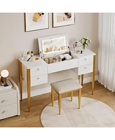 gaomon Makeup Vanity Desk with Flip Top Mirror and Lights