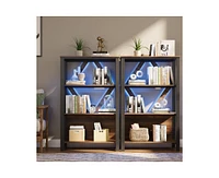 gaomon 4 Tier Bookshelf with Led Lights, Tall Bookcase with Open Display Shelves