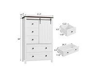 gaomon Dresser, 5 Drawers Dresser for Bedroom with Sliding Barn Door, Adjustable Shelf, Farmhouse Tall Chest of Drawer