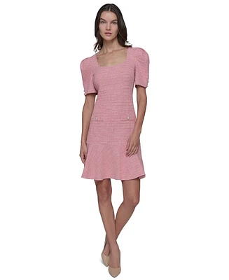 Karl Lagerfeld Paris Women's Puffed-Shoulder Tweed Dress