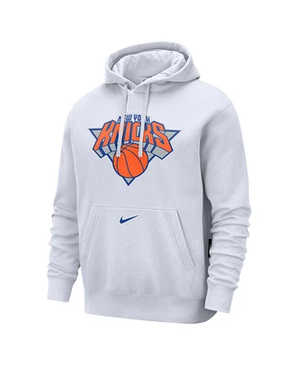 Nike Men's White New York Knicks 2024/25 City Edition Essential Club Pullover Hoodie