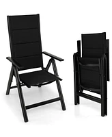 Gymax Set of 2 Patio Folding Chairs Lightweight Outdoor Dining Chairs w/ Padded Seat