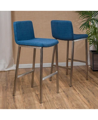 The Pop Home Set of 2 Modern Bar Stools with Stainless Steel Legs,High Chairs for Kitchen or Home Bar-The Pop Home