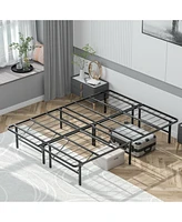 Gouun Queen Size Foldable Metal Platform Bed with Tool-Free Assembly-Queen size